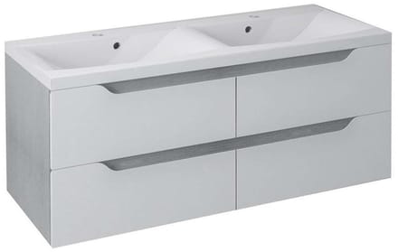 Sapho Wave Dubbele wastafelonderkast 120x50x48cm, wit/zilver eiken