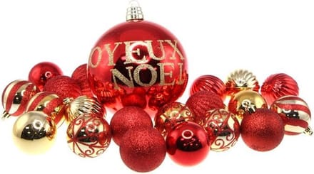 Kerstballen 21 stuks ROOD / GOUD - Plastic - Rood - SILUMEN