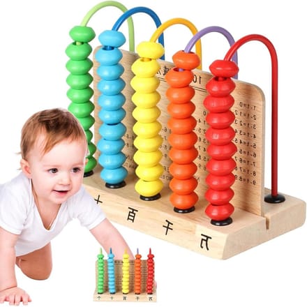 Kinder Abakus - Telraam Leren - Wiskunde Oefenen - Houten Constructie - 16.8 x 14.4 x 8.1 cm - Multicolor