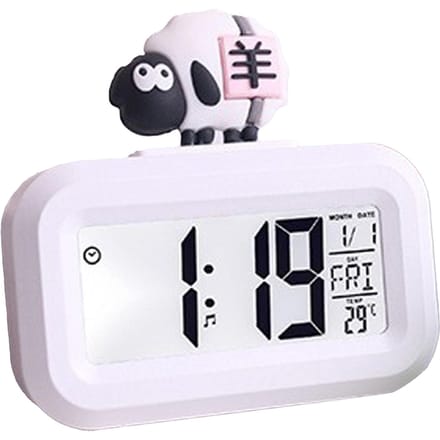 Elektronische Klok Schattige Cartoon LED Scherm Desktop Elektronisch Alarm Datum Tijd Kalender Temperatuur gray