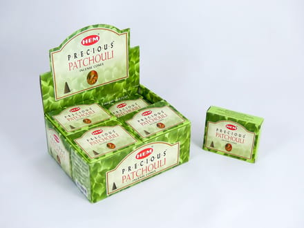 HEM Wierook Kegels / Cones - Patchoeli / Patchouli (Precious) - Voordeelbox (12 Pakjes / 120 Kegels)