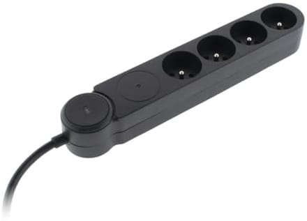Overspanningsblok 4 x 16 A + schakelaar - zwart - Zenitech