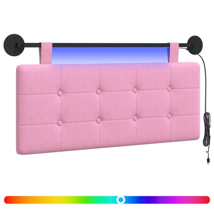 vidaXL - Hangend - hoofdbord - Met - LED-verlichting - Roze - Stof