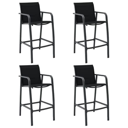 vidaXL - Tuinbarstoelen - 4 - st - textileen - zwart