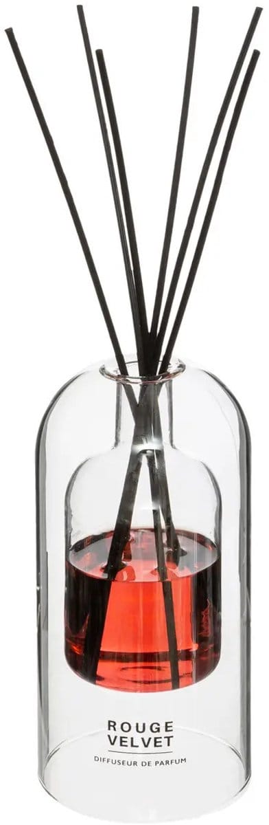 Atmosphera Geurstokjes in luxe glazen houder - Rood Fruit - 150 ml - geurverspreider - interieurparfum