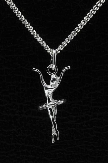 Zilveren Balletdanseres ketting hanger