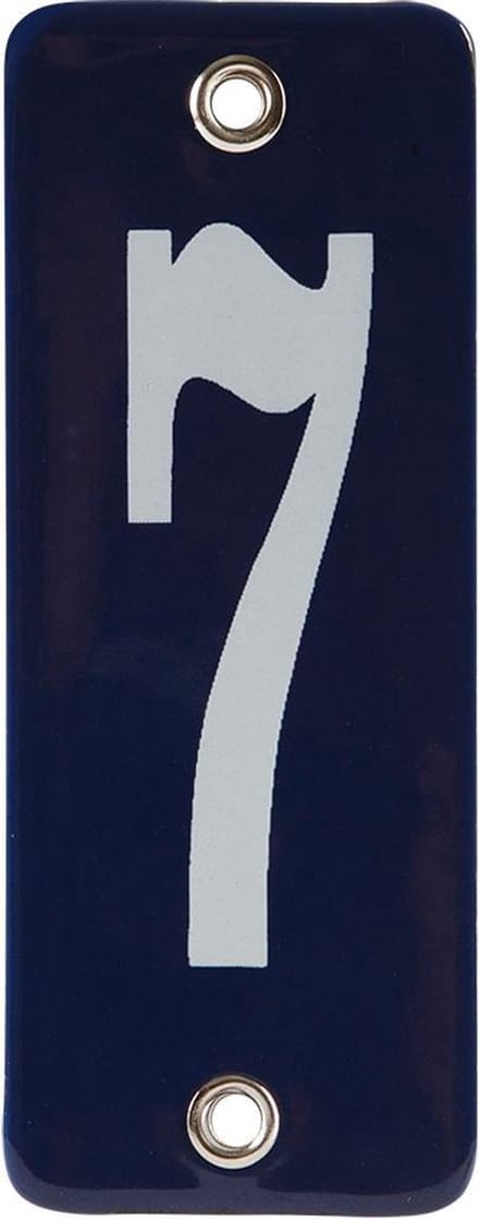 Emaille koppelbaar huisnummer blauw nr. 7