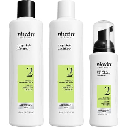 NIOXIN Scalp and Hair Thickening System 2 for Natural Hair with Progressed Thinning Trial Kit
