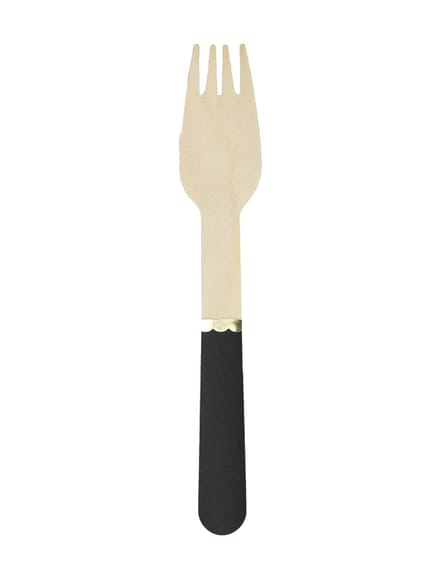 PARTYPRO - 8 Kleine zwarte houten vorken 15 cm