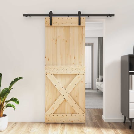 vidaXL - Schuifdeur - 80 - x - 210 - cm - Massief - Pine - Hout - (Onbehandeld)