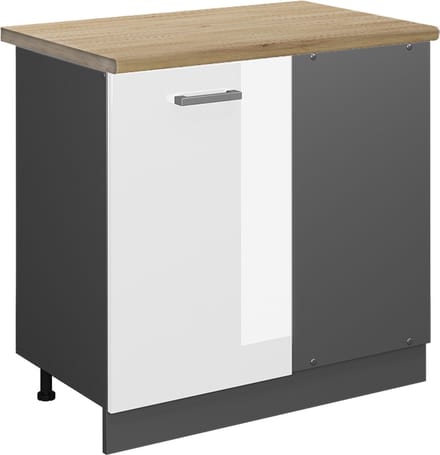 Vicco R-Line Hoekkast – 86 cm, WB Eik Wit Hoogglans