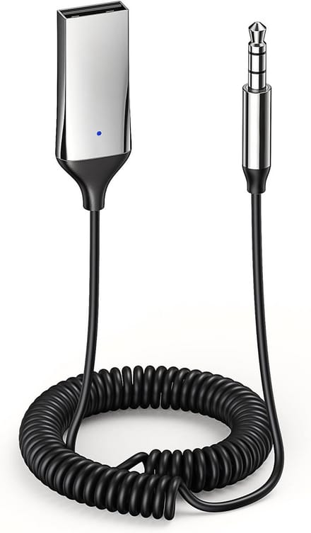 Qost - Bluetooth 5.0 Transmitter - Auto USB naar AUX Bluetooth Ontvanger - Audio Adapter naar 3.5mm Jack - Carkit - Spacegrey