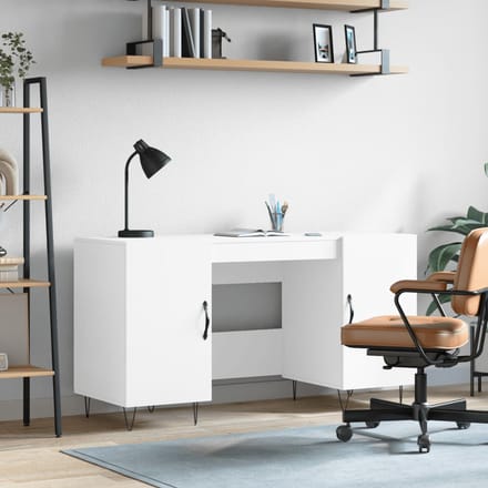 vidaXL - Bureau - 140x50x75 - cm - bewerkt - hout - wit