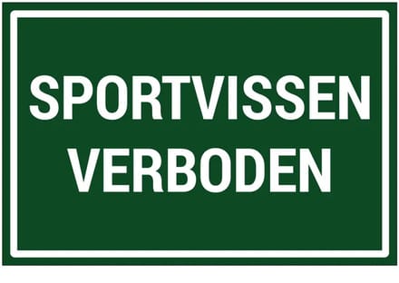 Sportvissen verboden sticker | 30 x 20 cm