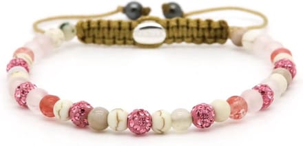 Karma Armband Spiral Candy Heart Pink Crystal