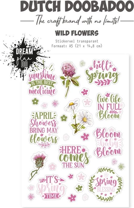 Dutch Doobadoo Dutch Sticker Wild Flower A5 Transparant 491.201.001 (01-24)