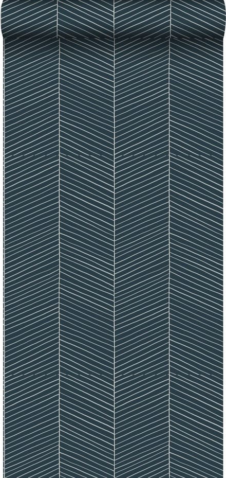 ESTAhome behang visgraat-motief donkerblauw - 53 cm x 10.05 m - 139109