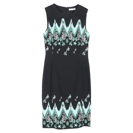 Versace Collectie Bedrukte Mini Cady Jurk in Zwarte Viscose