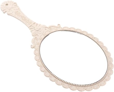 Hand Spiegel Set - Make-up Hulpmiddel - Dagelijkse Verzorging - Antiek Rose Ontwerp - 25cm Lang - Beige