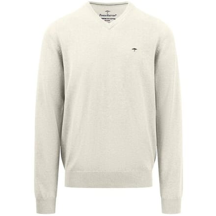 Fynch-Hatton Trui V-Neck Uni Superfine Cotton Off White / male