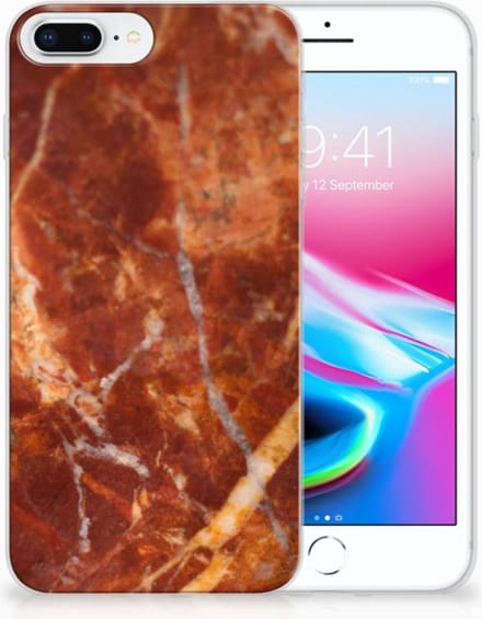 Apple iPhone 7 Plus | 8 Plus TPU Siliconen Hoesje Marmer Bruin