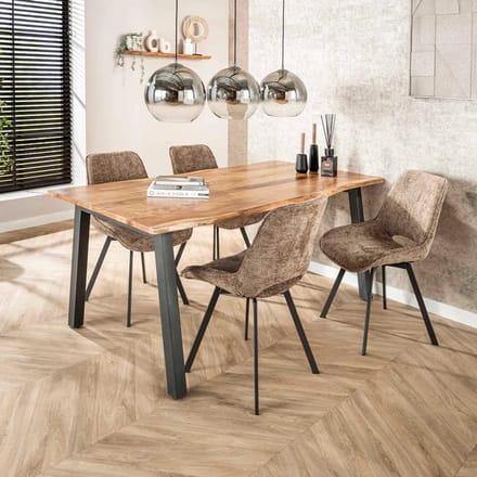 Eettafel Rechthoekig Acaciahout Naturel 180 - Grijs - Novihome
