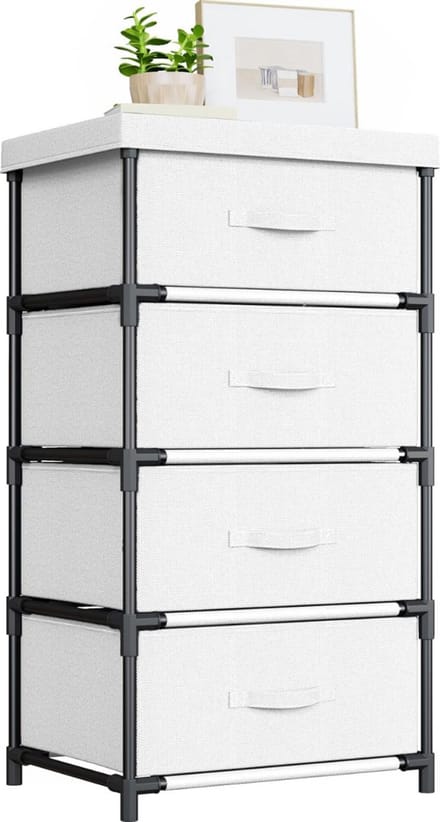 ZRSS® Ladenkastje - Ladenkast Slaapkamer en Kantoor - Stoffen Nachtkastje - Commode 4 Laden - Wit