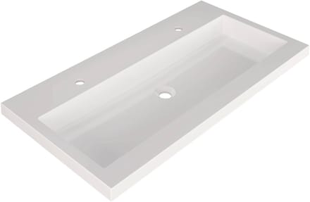 Saqu Straight Wastafel 2 kraangaten 100,5x51,5x4 cm Mat Wit
