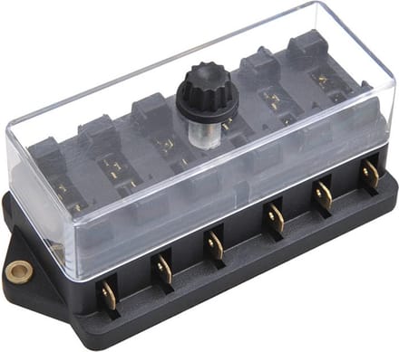 ProPlus Waterdichte zekeringsdoos - 6 polig - 6 zekeringen - 30 amp - transparant deksel