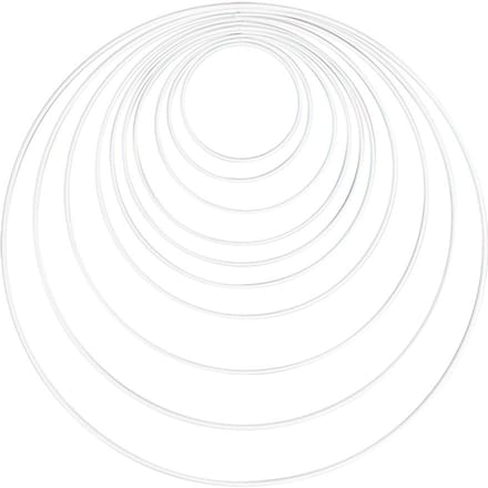 Metalen ring "Cirkel", 10 - 40 cm, set van 10, Wit