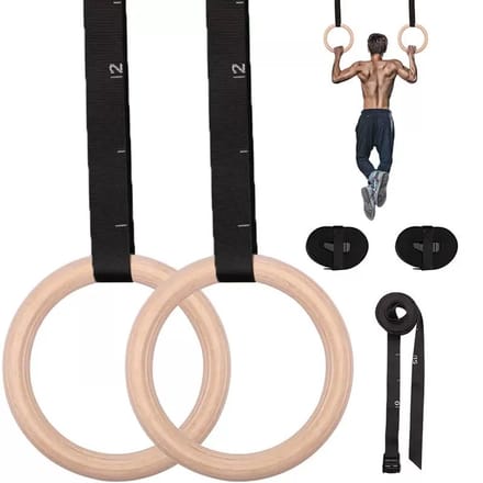 Garpex® Turnringen met 32 mm Houten Grip - Verstelbaar - SecureLock