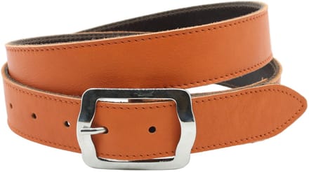 Dames riem oranje - Basic leren riem 3,5cm met zilverkleurige gesp - Leer - Basic riem - Casual - Maat 95
