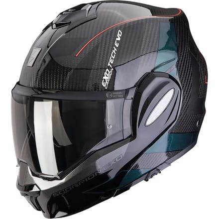 Scorpion Exo-Tech Evo Carbon Cad Black Green - Systeemhelm - Maat L - Motorhelm - ECE 22-06 gekeurd