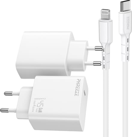 Phreeze usb C snellader geschikt voor iPhone en iPad met Lightning kabel - Power Delivery oplader met kabel