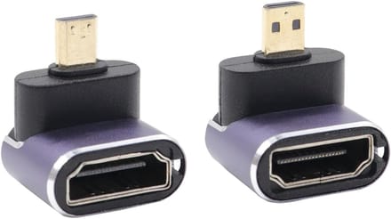 90 Graden Micro HDMI naar HDMI Adapter - UHD 8K, 48Gbps High Speed, 2.1 Extender voor 8K@60Hz en 4K@120Hz (2-pack)