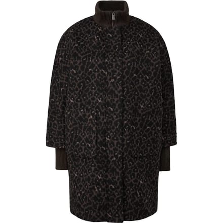 Dames Warm Gemengde Wol Cape Met Luipaardpatroon En Gebreide Kraag COMMA
