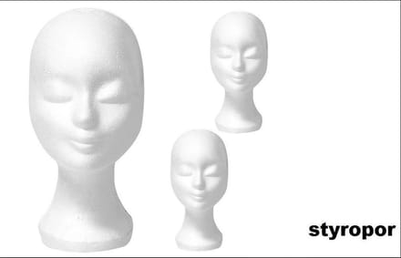 3x Pruikenhouder tempex wit (styropor) - Thema feest carnaval kapper festival pruiken