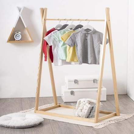 Kledingrek Perryn - Hout/Wit - 78 x 38 x 126 cm - Voor Kinderen