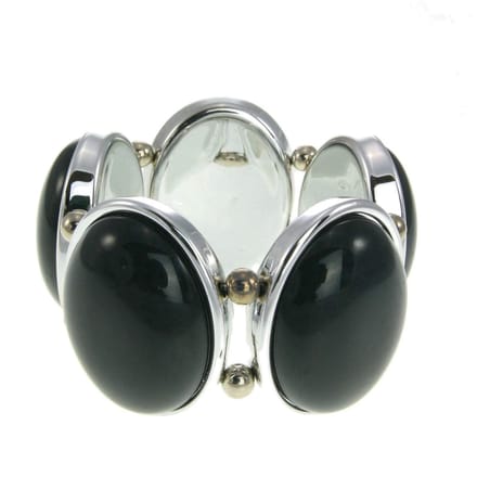 Behave - Elastische armband - zilverkleur zwart - avond chic stijl
