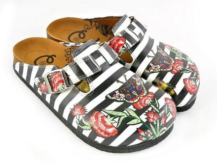 Goby Butterfly Stripes Dames Clogs – Handmade – Vegan Leer – Maat 38
