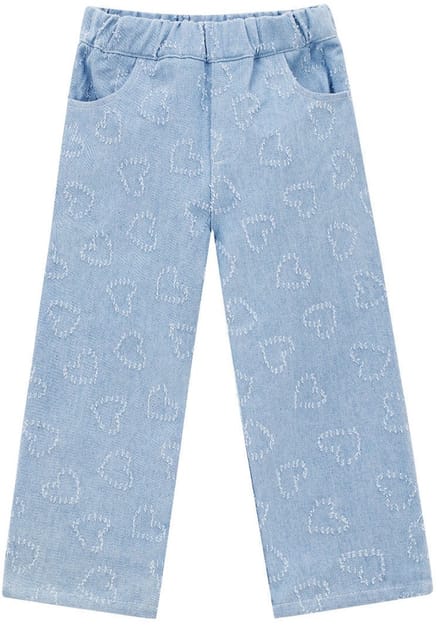 kleding - schoenen - accessoires - meisjes - denim broek met Hartmotief - Lichtblauw - 2 Jaar