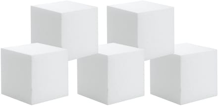 Hobby/knutsel piepschuim kubus blok - 5x - 15 x 15 cm - wit - figuren om te knutselen