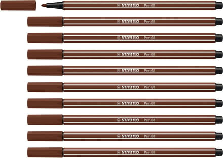 STABILO Pen 68 - Premium Viltstift - Bruin - Doos 10 stuks