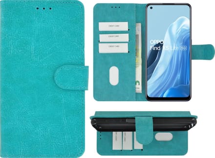 MoDo hoesje Geschikt voor Oppo Find X5 Lite - Kunstleer Book Case - Turquoise