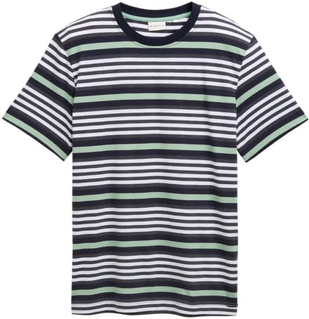 Tom Tailor - T-shirt met gestreept patroon - Maat L - navy multicolor melange stripe