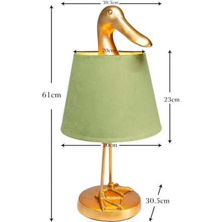 KARE tafellamp Duck, groen, linnen, hoogte 61 cm, E27