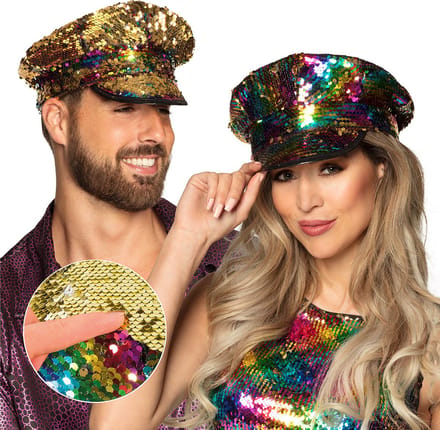 Boland - Pet kapitein Rainbow switch Multi - 58 - Volwassenen - Unisex - Glitter and Glamour