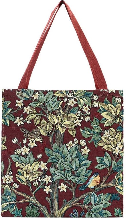 Boodschappentas - luxe gobelinstof - Tree of life Red - Rood - William Morris