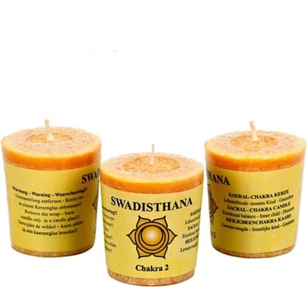 Geurkaarsje 2e chakra - 3 stuks - 4.5x4cm - Oranje