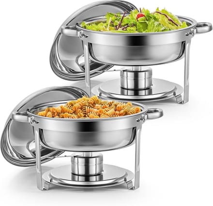 Voedselwarmer Set - Buffet Warmhoudbak - Feestelijk Serveren - Stapelbaar Ontwerp - 2 x 5 Liter - Zilver